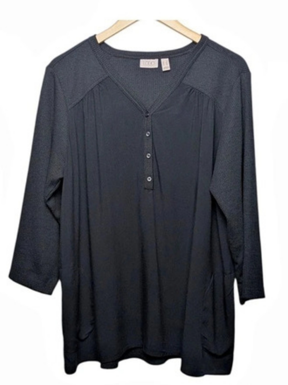 LOGO by Lori Goldstein Black Tunic 1X Like New